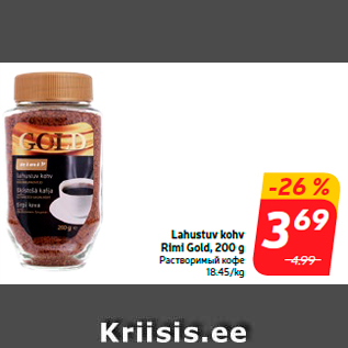 Allahindlus - Lahustuv kohv Rimi Gold, 200 g