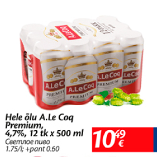 Allahindlus - Hele õlu A.Le Coq Premium