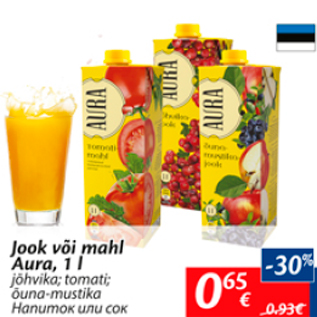 Allahindlus - Jook või mahl Aura, 1 l