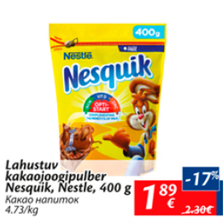 Allahindlus - Lahustuv kakaojoogipulber Nesquik, Nestle, 400 g