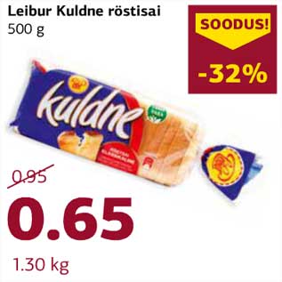 Allahindlus - Leibur Kuldne röstisai 500 g