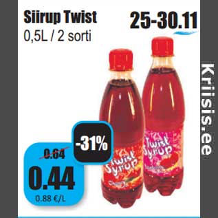 Allahindlus - Siirup Twist 0,5L / 2 sorti