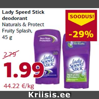 Allahindlus - Lady Speed Stick deodorant