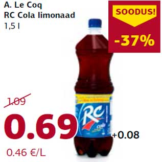 Allahindlus - A. Le Coq RC Cola limonaad 1,5 l