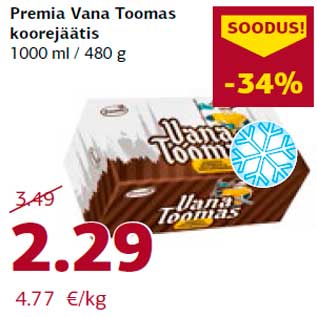 Allahindlus - Premia Vana Toomas koorejäätis