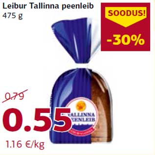 Allahindlus - Leibur Tallinna peenleib 475 g