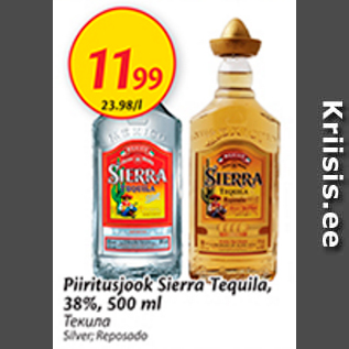 Allahindlus - Piiritusjook Sierra Tequila 38%