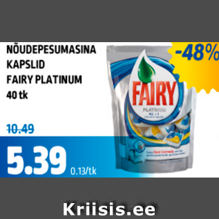 Allahindlus - Nõudepesumasina kapslid Fairy Platinum