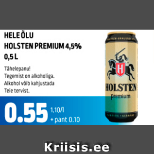 Allahindlus - Hele õlu Holsten Premium