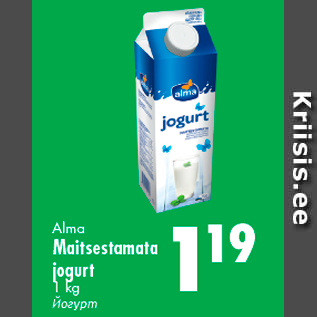 Allahindlus - Alma Maitsestamata jogurt 1 kg