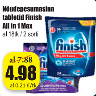 Allahindlus - Nõudepesumasina tabletid Finish All in Max