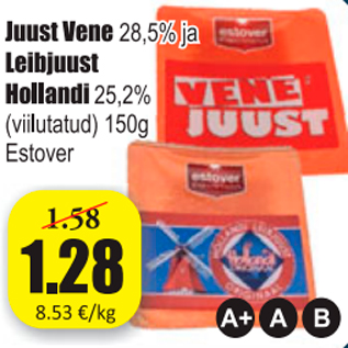 Allahindlus - Juust Vene 28,5% ja Leibjuust Hollandi 25,2%