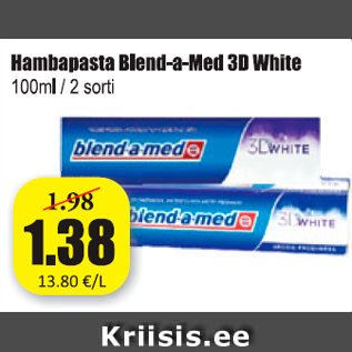 Allahindlus - Hambapasta Blend-a-Med 3D White