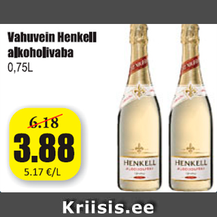 Allahindlus - Vahuvein Henkell alkoholivaba 0,75 l