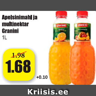 Allahindlus - Apelsinimahl ja multinektar Granini 1 l