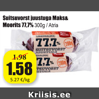 Allahindlus - Suitsuvorst juustuga Maks&Moorits 77,7%