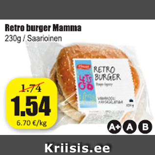 Allahindlus - Retro burger Mamma