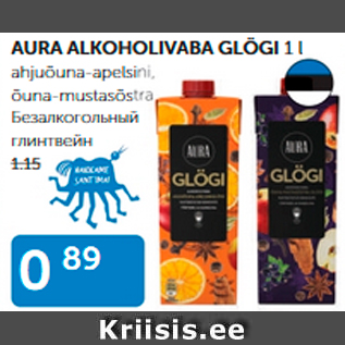 Allahindlus - AURA ALKOHOOLIVABA GLÖGI 1 l