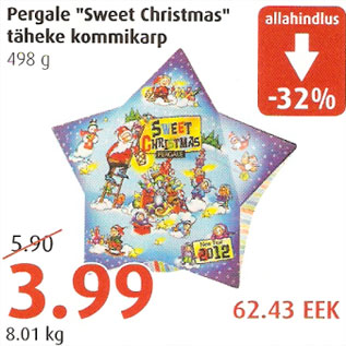 Allahindlus - Pergale "Sweet Christmas" täheke kommikarp