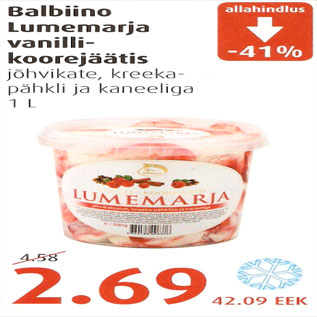 Allahindlus - Balbiino Lumemerja vanilli-koorejäätis