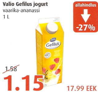 Allahindlus - Valio Gefilus jogurt