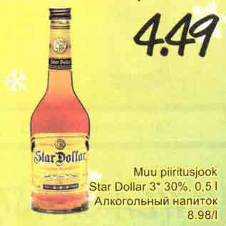 Allahindlus - Muu piiritusjook Star Dоllаr 3* 30%, 0,5 l