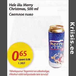 Allahindlus - Hele õlu Merry Christmas, 500 ml