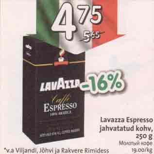 Allahindlus - Lavazza Espresso jahvatatud kohv