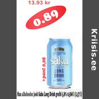 Allahindlus - Muu alkohoolne jook Saku Long Drink greibi 5,8% 0,568l