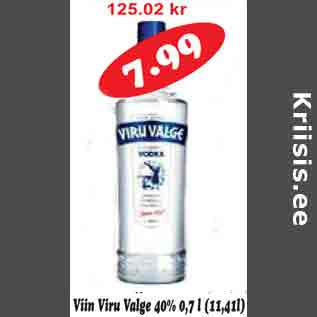 Allahindlus - Viin Viru Valge 40% 0,7l