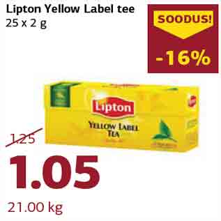 Allahindlus - Lipton Yellow Label tee 25 x 2 g