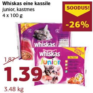 Allahindlus - Whiskas eine kassile