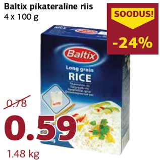 Allahindlus - Baltix pikateraline riis 4 x 100 g