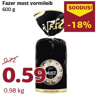 Allahindlus - Fazer must vormileib 600 g