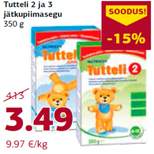 Allahindlus - Tutteli 2 ja 3 jätkupiimasegu 350 g