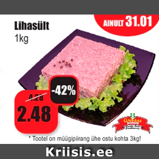 Allahindlus - Lihasült 1kg