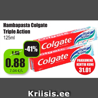 Allahindlus - Hambapasta Colgate Triple Action 125ml