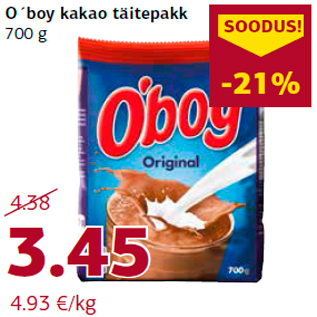 Allahindlus - O´boy kakao täitepakk 700 g