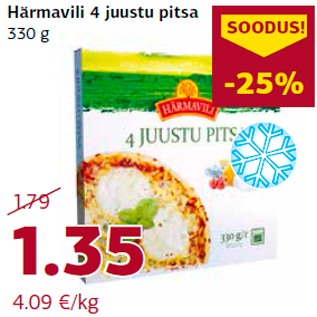 Allahindlus - Härmavili 4 juustu pitsa 330 g