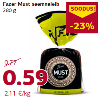 Allahindlus - Fazer Must seemneleib 280 g