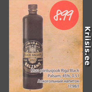 Allahindlus - Muu piiritusjook Riga Black Palsam