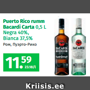 Allahindlus - Puerto Rico rumm Bacardi Carta 0,5 L