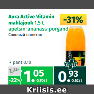 Allahindlus - Aura Active Vitamin mahlajook 1,5 L