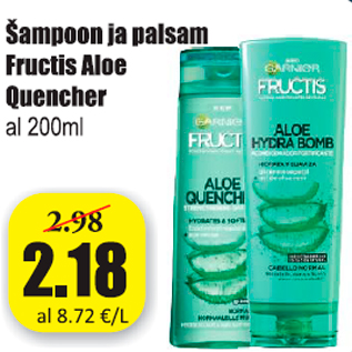 Allahindlus - Šampoon ja palsam Fructis Aloe Quencher