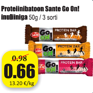 Allahindlus - Proteiinibatoon Sante Go On! inuliiniga