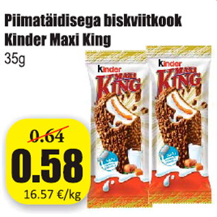 Allahindlus - Piimatäidisega biskviitkook Kinder Maxi King 35 g