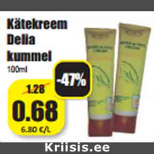 Allahindlus - Kätekreem Delia kummel 100ml