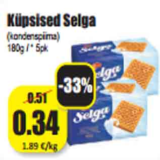 Allahindlus - Küpsised Selga (kondenspiima) 180g / * 5pk