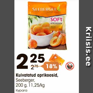 Allahindlus - Kuivatatud aprikoosid, Seeberger, 200 g