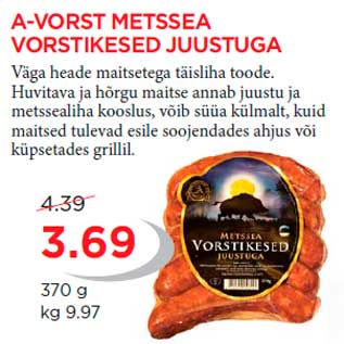 Allahindlus - A-VORST METSSEA VORSTIKESED JUUSTUGA 370 g